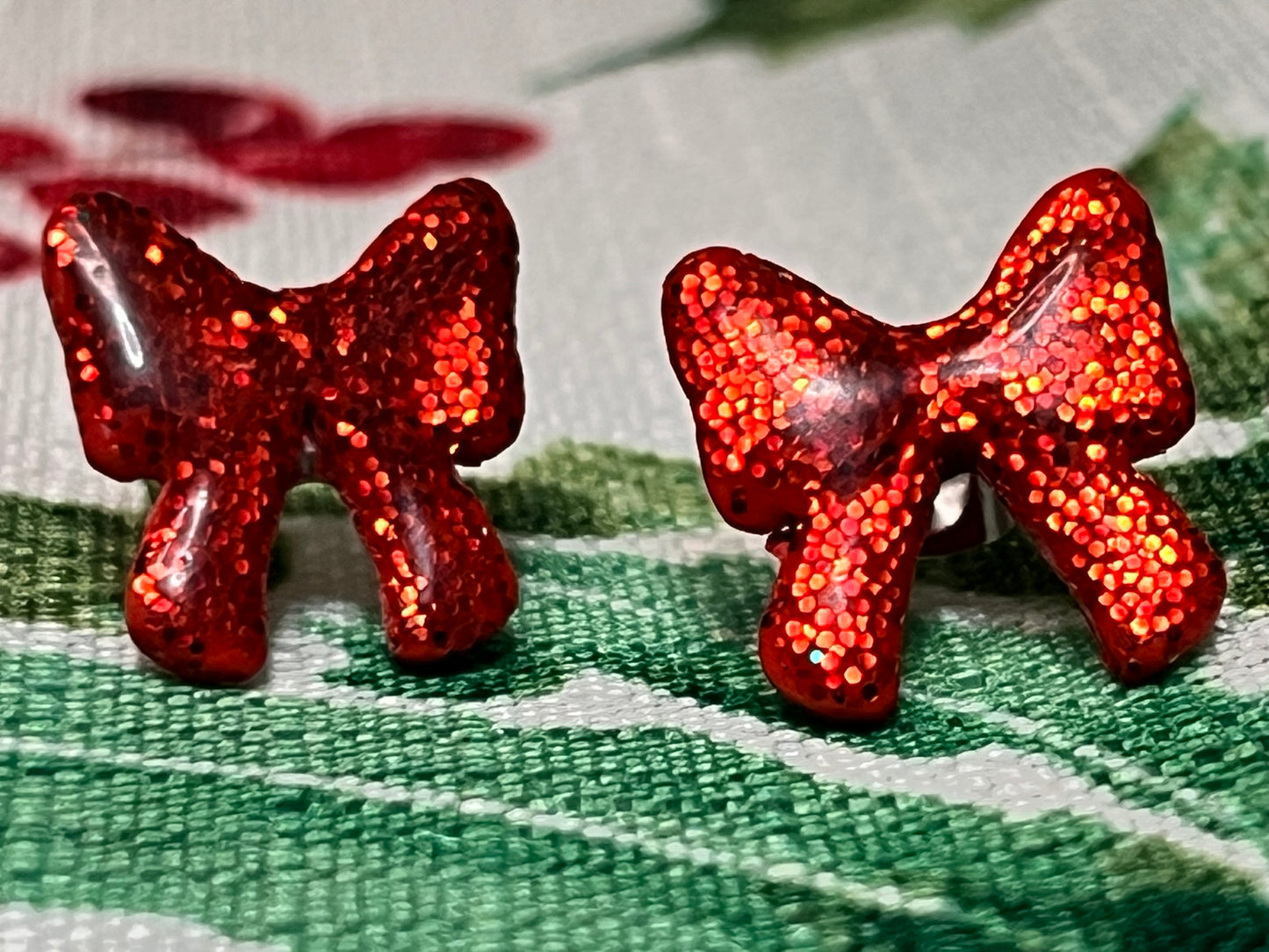 Glittery Ribbon Studs