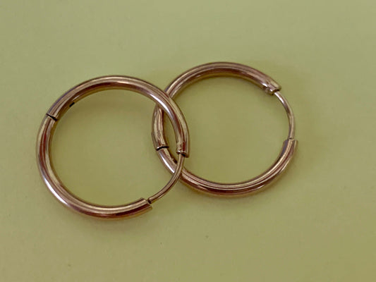 Rose Gold 20mm Simple Hoops - Studio Mintii Simple 20mm Hoops in Rose Gold. The second photo looks more gold toned but I promise it's a true rose-gold colour.  #